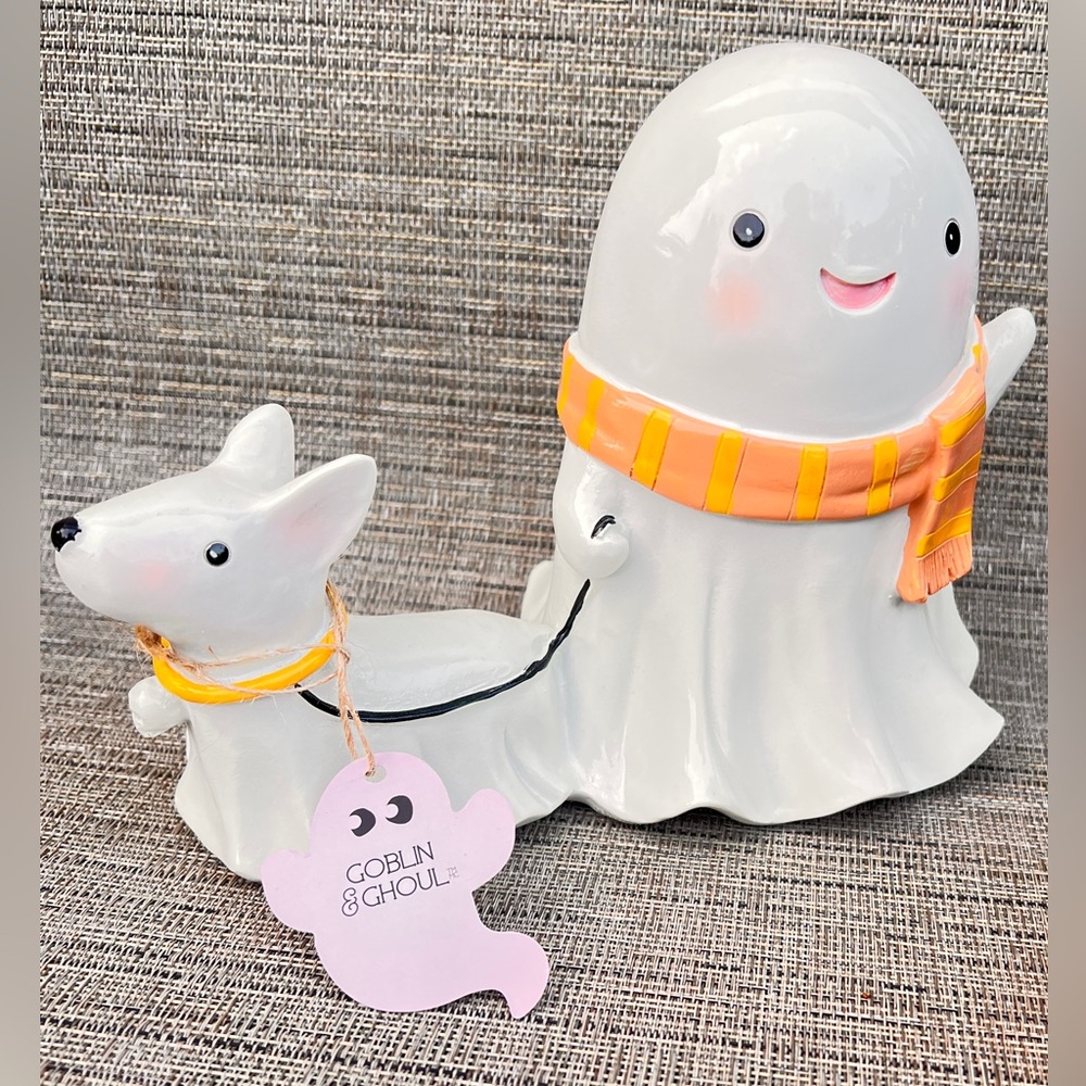 White Ghost Walking Dog Figurine